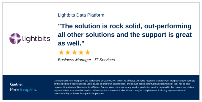 Gartner Peer Review Customer Snippet-Lightbits