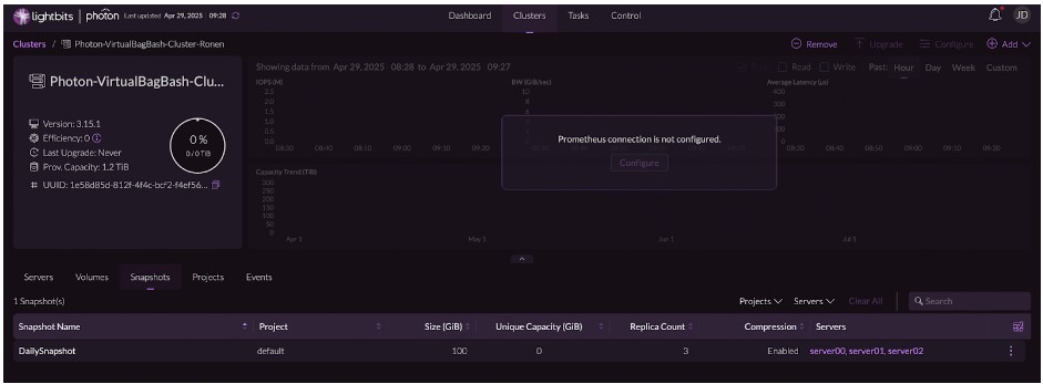 Lightbits GUI - Photon Snapshots Management