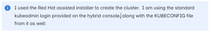 image of Red Hat assisted installer warning