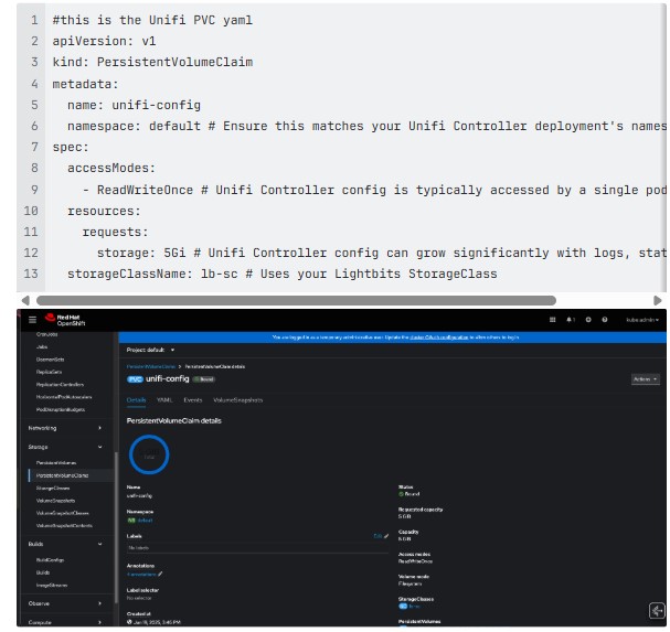 image showing Lightbits being deployed on a Kubernetes cluster in OCP