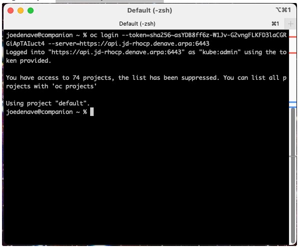 image of a terminal on an OCP cluster