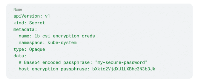 Step-by-step illustration of how to implement encrypted storage with Lightbits